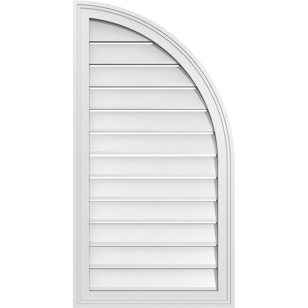 Ekena Millwork Quarter Round Top Right Surface Mount PVC Gable Vent w/ 2"W x 1-1/2"P Brickmould Frame, 20"W x 38"H GVPQR20X3802SF - main